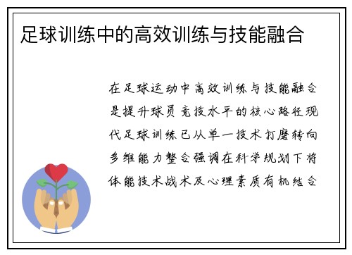 足球训练中的高效训练与技能融合